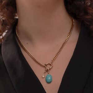 #19 NEW Amazonite Gold Chain Necklace